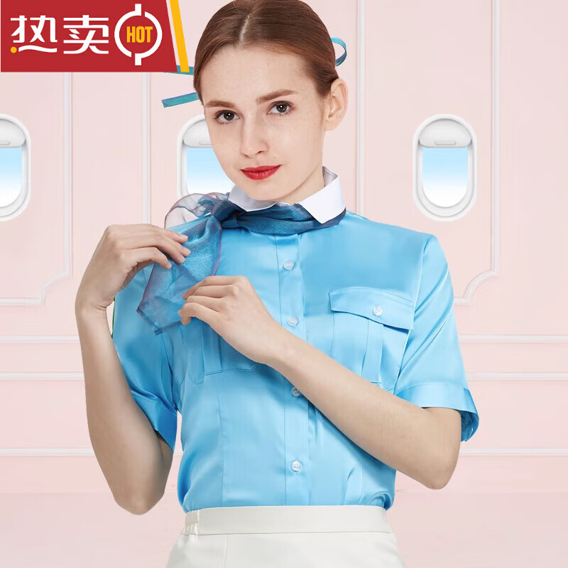 秀丝路大韩航空空姐制服空姐职业装夏衬衫空乘制服面试工作服衬衣裙子