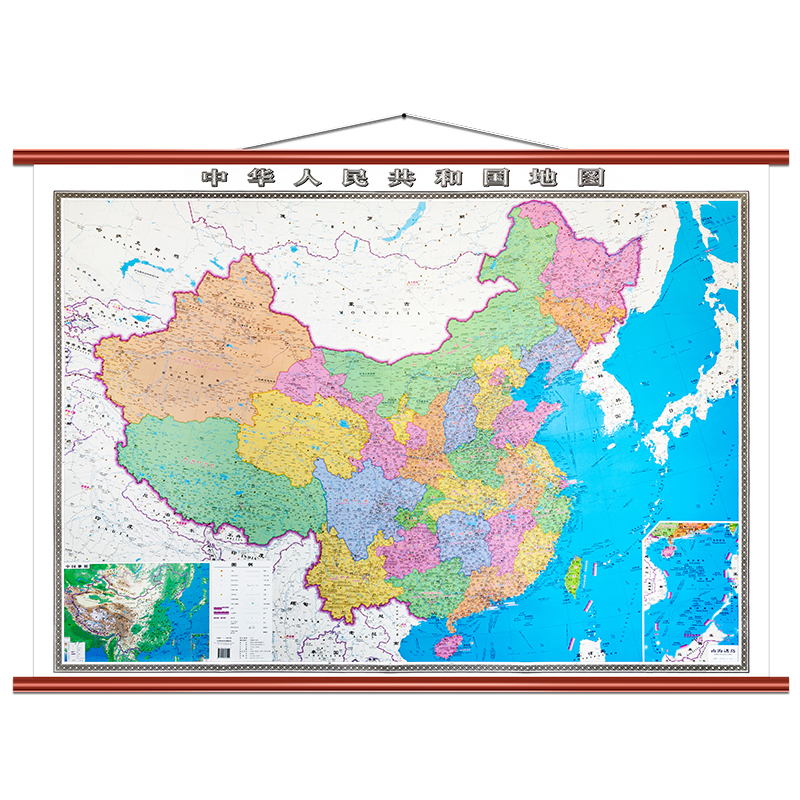 2021年新版 精装中国地图挂图仿红木 约1.8x1.