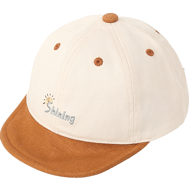 伊米倫伊米倫寶寶鴨舌帽春夏秋款嬰兒帽子軟檐可翻邊兒童棒球帽潮款童帽 暗褐色 48/50cm建議1-2歲