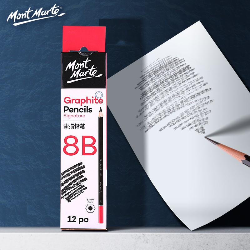 蒙玛特(mont marte)8b素描铅笔12支盒装 美术绘画炭笔速写笔学生初学