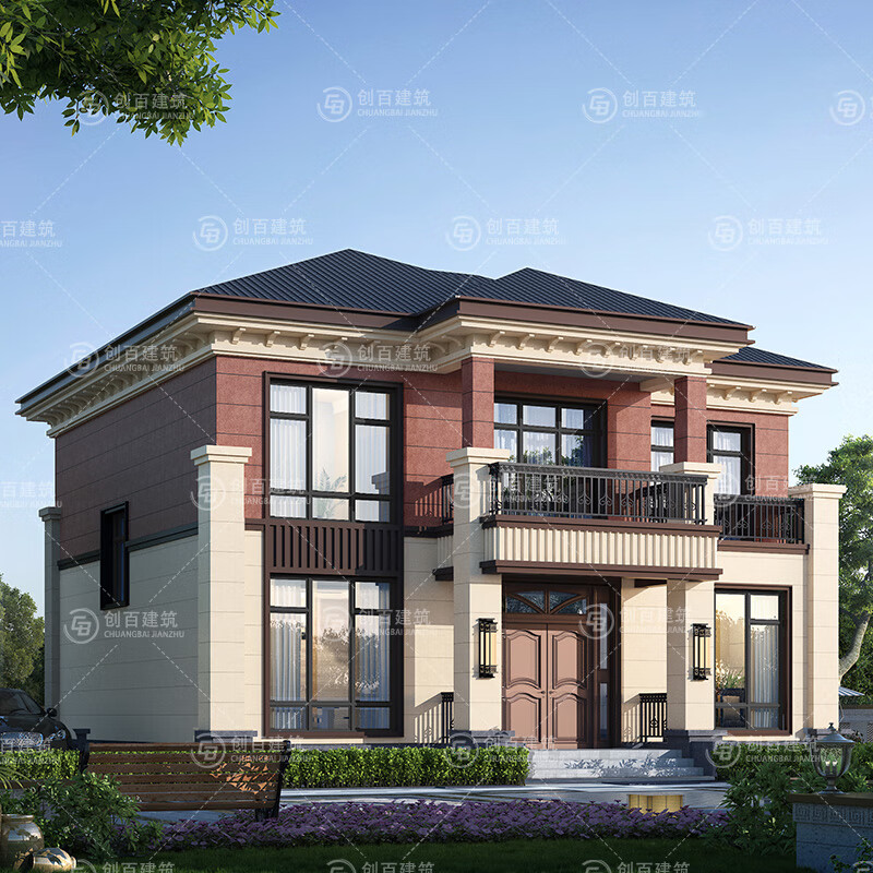 农村自建房二层欧式风格别墅图纸设计12*10.5米小面积房屋施工图