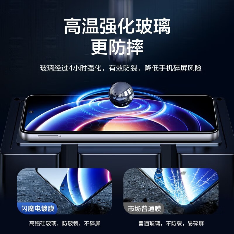 闪魔 红米note12tpro钢化膜手机膜 note12R高清无边全玻璃防爆防指纹防摔手感顺滑保护膜 12R【加强 无边加倍抗指纹防爆】2片+无神器 红米Note12Tpro 收藏加购享vip特权