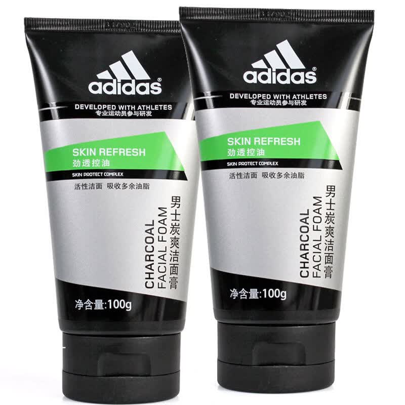 阿迪达斯(adidas) 男士炭爽磨砂洁面膏洗面奶活炭保湿清洁洁面乳 炭爽