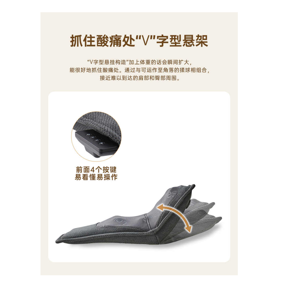 ATEX腰背靠腰部美臀按摩仪按摩器 加热热敷按压 舒适L型按摩坐垫 可拆洗送长辈节日礼物 【白色】美臀护腰+8个立体按摩球+强劲按揉