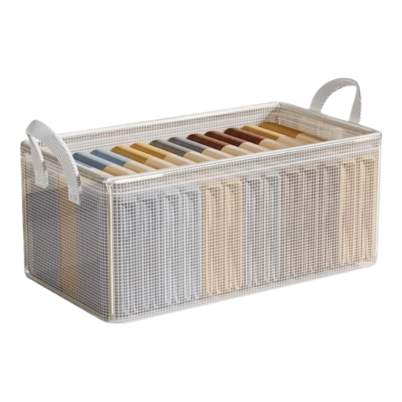 百易特衣服收纳箱家用衣柜放衣物裤子的分层整理盒透明折叠储物筐框神器 大号【4个装】47*30*20cm