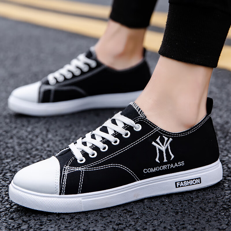 百丽踏夏季帆布鞋男低帮潮鞋韩版潮流板鞋男鞋学生百搭休闲平底透气