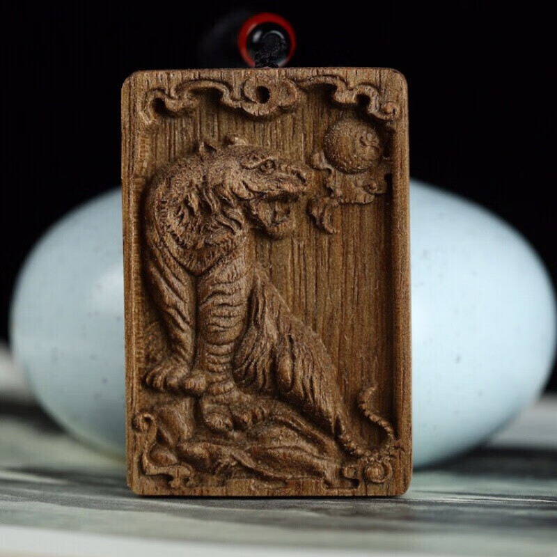 念夏 加里曼丹沉香老虎吊坠项链 上山虎下山虎男女款转运挂坠护身 6/4