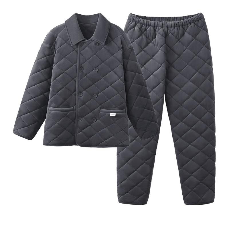 静韵【超柔软】情侣睡衣女款冬季珊瑚绒夹棉家居服三层保暖套装男