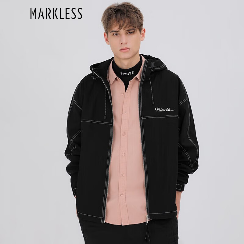 markless外套男士春季连帽夹克工装wtb0175m 乌木黑 170/88a(m)