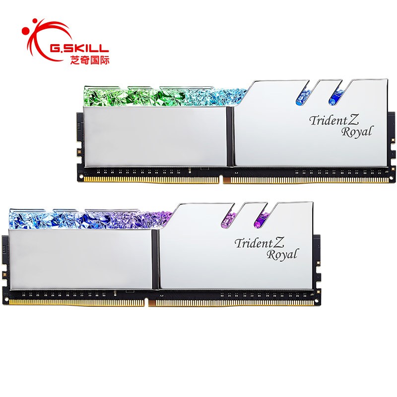 芝奇（G.SKILL）16GB(8G×2)套装 DDR4 4000频率 台式机内存条 皇家戟RGB灯条C15/(花耀银)