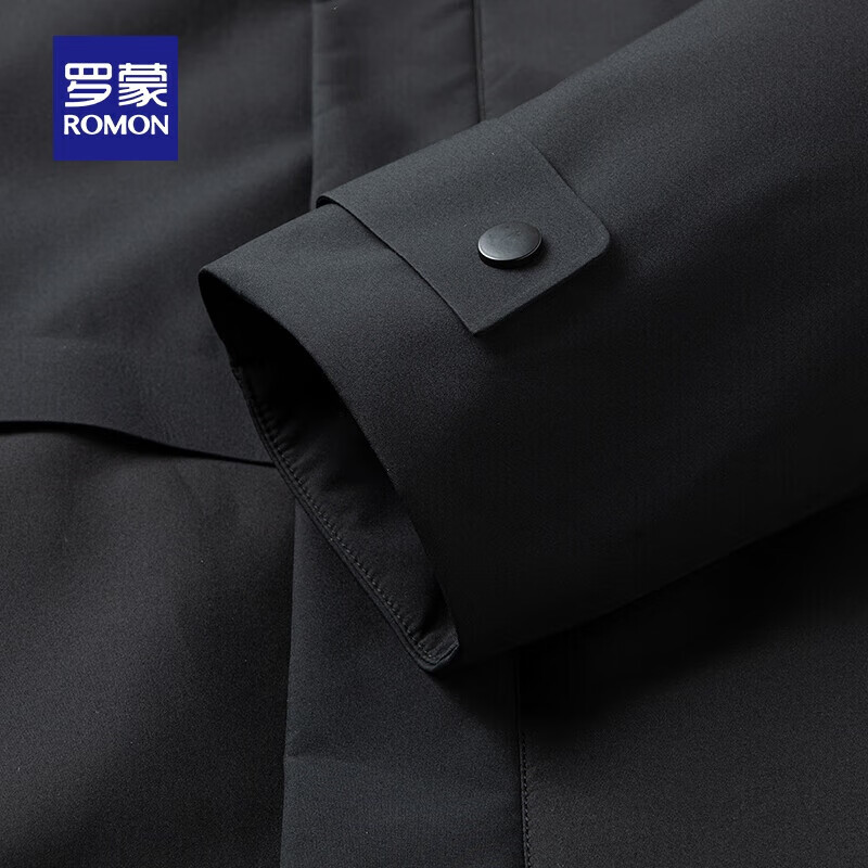 罗蒙(ROMON)可拆卸连帽加厚羽绒服男士冬季中老年保暖短款防寒服外套爸爸装 宝石黑 L (175) 适合120-135斤
