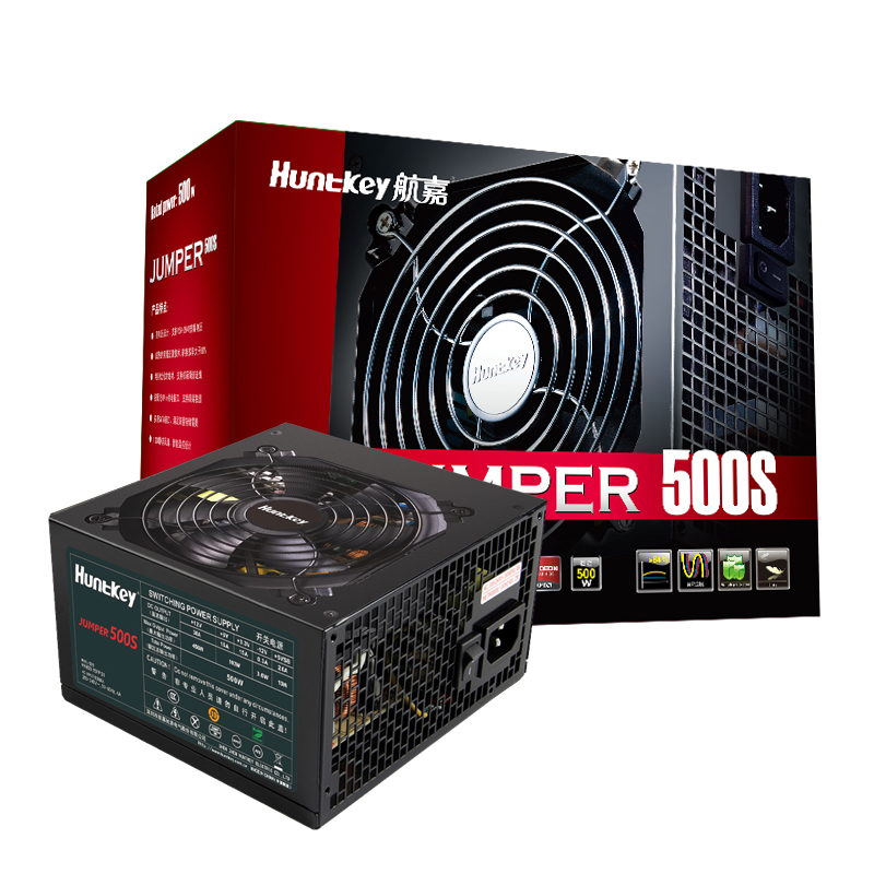 航嘉（Huntkey）JUMPER500S 额定500W 电脑电源(主动PFC/双管正激/温控风扇/宽幅电压/背部走线/三年质保)