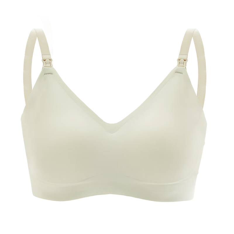 犬印本鋪（INUjIRUSHI）孕婦無(wú)鋼圈開(kāi)扣哺乳內衣產(chǎn)后專(zhuān)用聚攏喂奶文胸可調節無(wú)痕薄款胸罩 淺牛油果色 F1