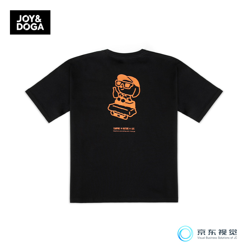 JOY&DOGA 露营系列 宽松短袖T恤 BLINK 款黑色1单色图案 L号