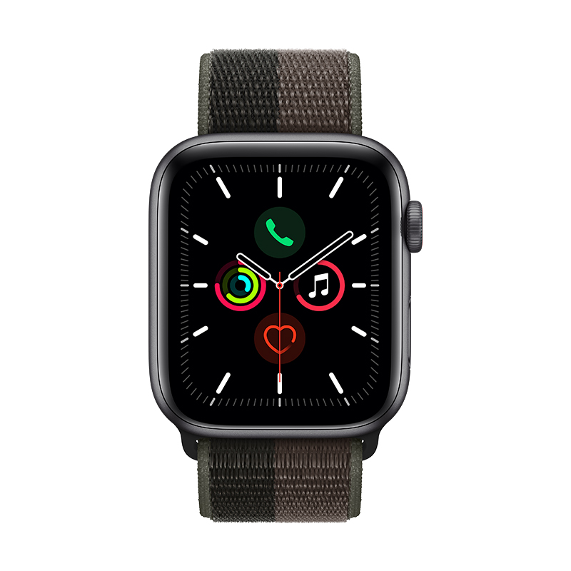 Apple Watch SE 智能手表 GPS+蜂窝款 44毫米深空灰色铝金属表壳 风暴黑配灰色回环式表带MKT53CH/A