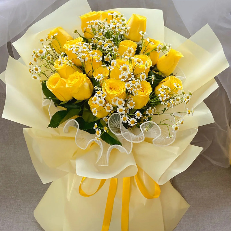 爱清清鲜花速递黄玫瑰花束送女友老婆道歉生日同城全国花店同城配送