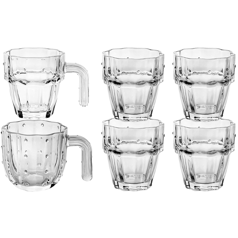 樂唯詩 玻璃水杯仙人掌疊疊杯花茶果汁杯熱飲客廳創(chuàng)意可堆疊裝飾冷水杯 仙人掌甜品碗【墨綠色】210ml1只