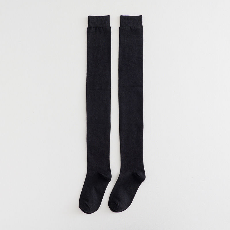 过膝袜女加肥大码胖mm长筒高筒超长大腿袜高个子防滑胖妹粗腿 黑色