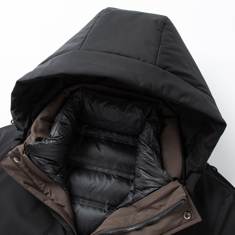 罗蒙（ROMON）【一衣多穿】中长款羽绒服男冬季新款可拆羽绒内胆加厚保暖外套男 7Y014988黑色【升级款】 XL (180) （建议135-150斤）