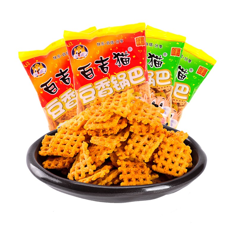 百吉猫(bjm)豆香麻辣锅巴陕西特产休闲零食膨化食品 百吉猫300g*8包