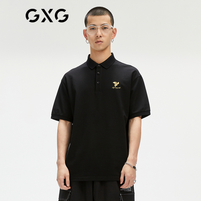 GXG男装【X-LAB】稀奇艺术联名21年夏季商场同款黑色刺绣polo衫 黑色 165/S怎么样,好用不?