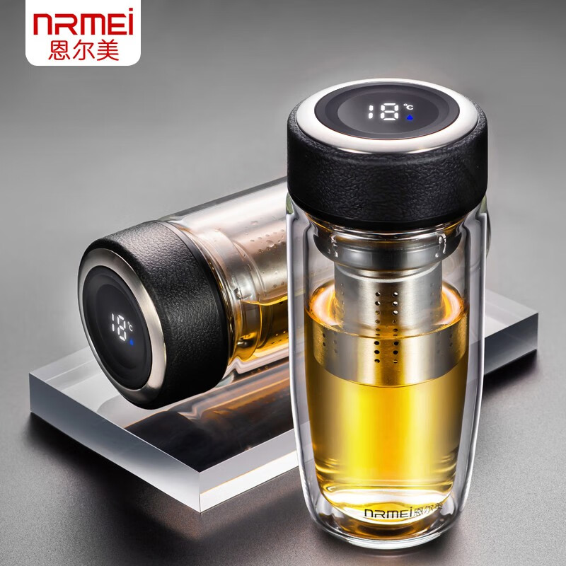 德国nrmei玻璃杯双层高档茶杯子男透明便携防摔办公室商务隔热车载