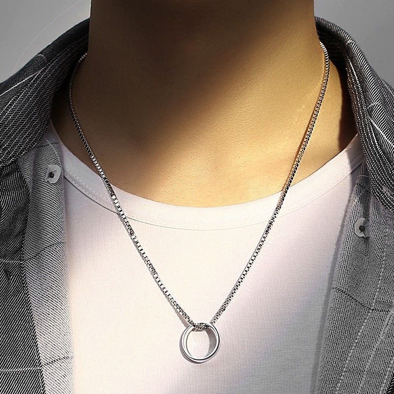 佰誉银家 99足银男士戒指项链足银潮 嘻哈街舞男生款礼物个性饰品 长