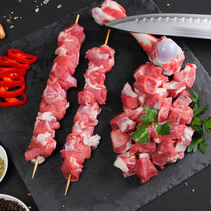 美享时刻内蒙古牛羊肉串国产原切鲜冻牛羊肉烤肉烧烤食材1000g 牛肉串25串+羊肉串25串