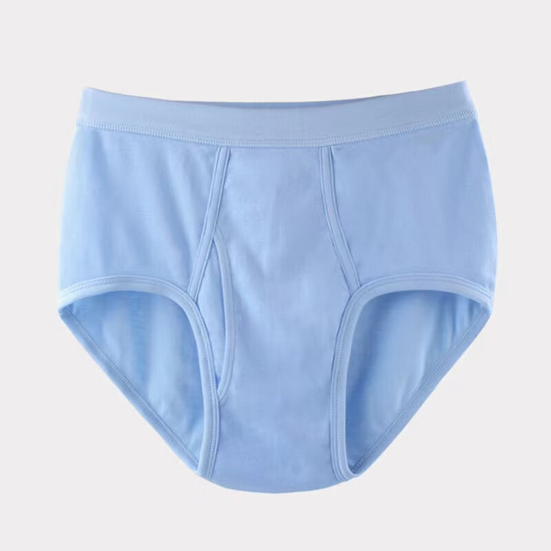 男士三角裤头全棉中老年人内衣大码纯色老人内裤宽松全棉 蓝色【1条】