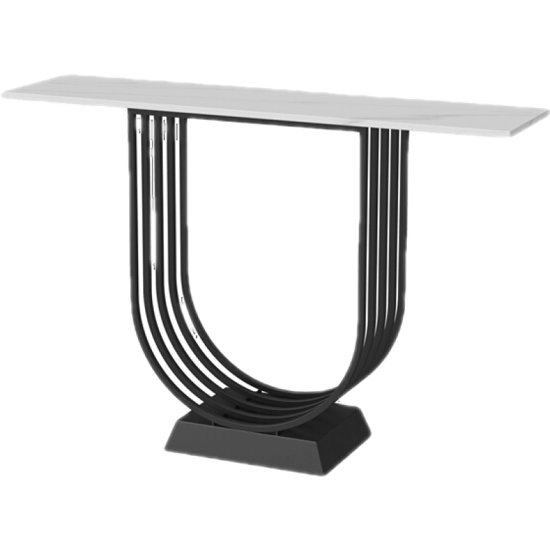 酷本北欧黑色轻奢玄关桌入户长条玄关台简约装饰玄关柜入门靠墙端景台 黑色100*30*80(岩板雪山石) 整装