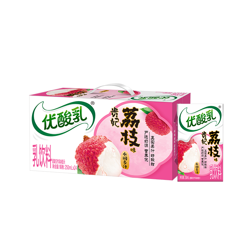 伊利优酸乳贵妃荔枝味乳饮料 贵妃荔枝味250ml*24盒