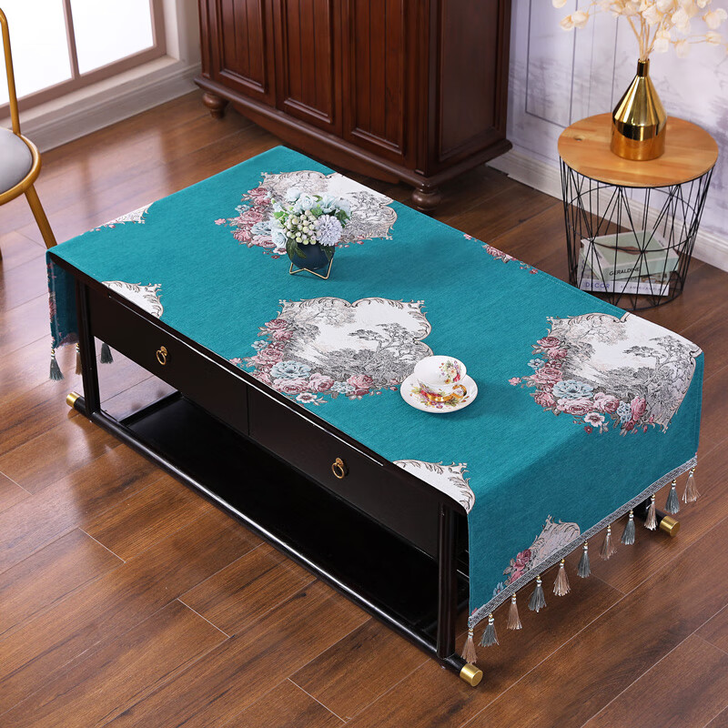 康童茶几套罩新中式茶几布茶几垫布艺餐桌客厅长方形中国风古典茶桌台