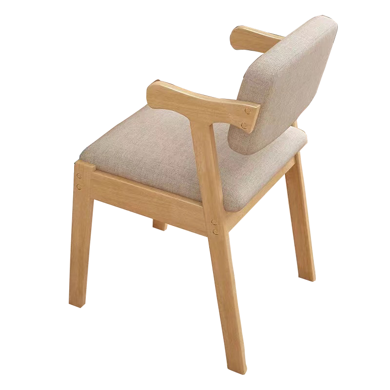 悦美妙实木梳妆椅Z字椅现代简约餐椅家用电脑椅学习椅卧室凳子靠背书桌椅子 原木色