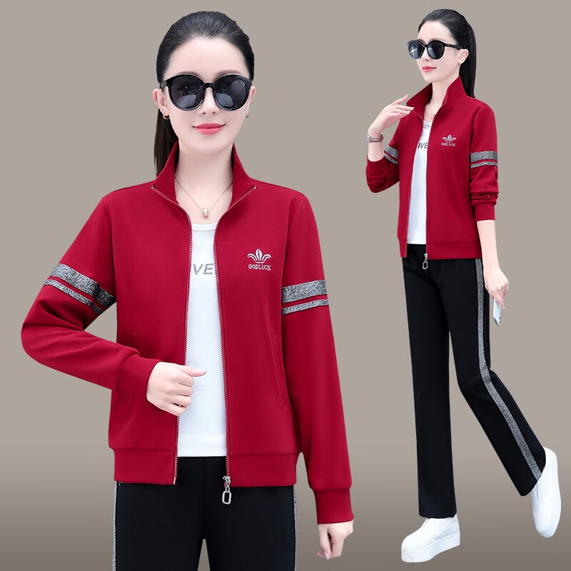 舒梦莱品牌高档女装运动套装春秋季新款运动装洋气女休闲三件套运动