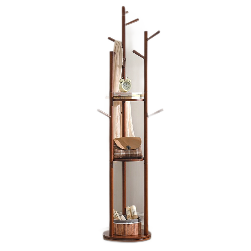 爱必居创意旋转衣帽架简约落地衣架挂衣架卧室简约现代衣服架子 棕色旋转款