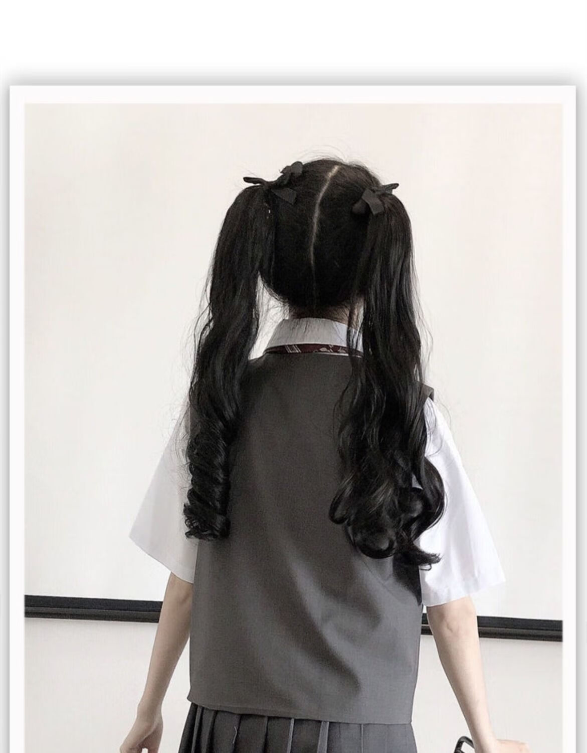 黛丝妃jk假发女高双马尾ita绑带式萝莉软妹直辫子发饰 黑色卷马尾1条