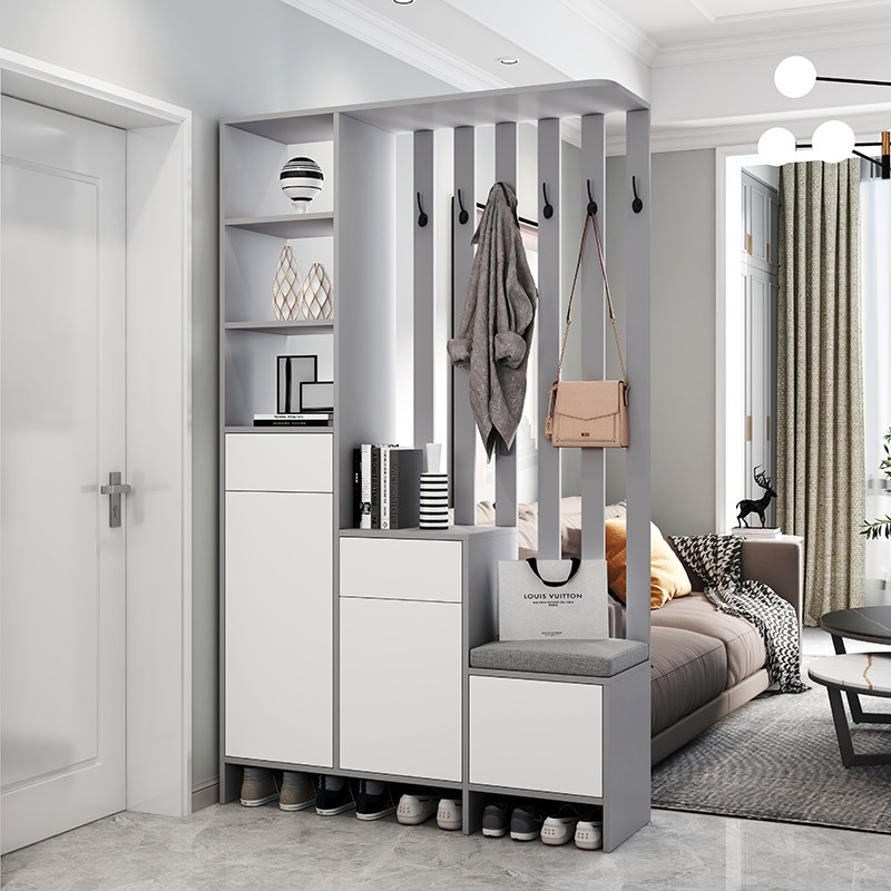 克世 进门屏风隔断柜客厅轻奢玄关柜现代简约双面置物架装饰镂空鞋柜