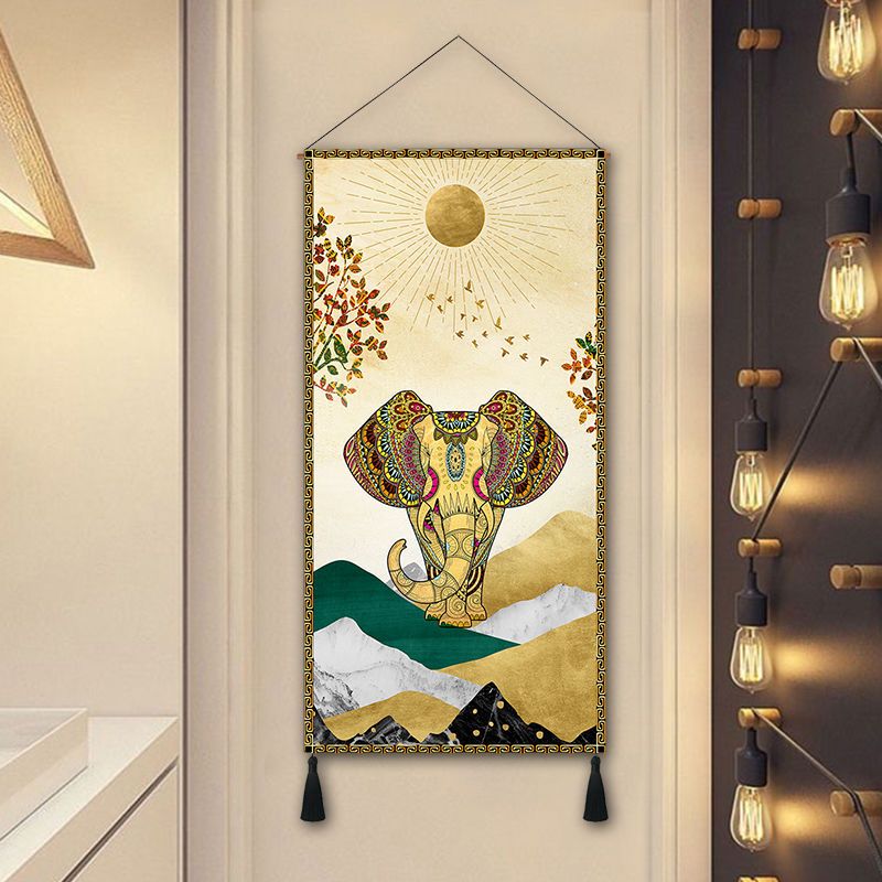 轻奢大象玄关装饰画挂画客厅餐厅壁画挂毯挂布书房背景墙吊画 xg86