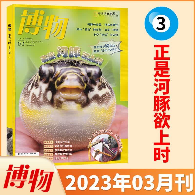 【8月新/半年/全年订阅】博物杂志2023年8月新 全年订阅12期 中国家地理青少年版博物君式科普百科全书万物自然人文地理 2023年增刊美味博物学 2023年3月 正是河豚欲上时