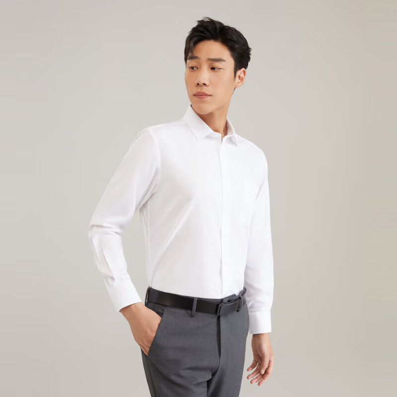 雅戈尔长袖衬衫【易打理】男蓝白棉涤混纺高端挺括有型修身剪裁柔软贴身 白色VLDP170011BFA 42