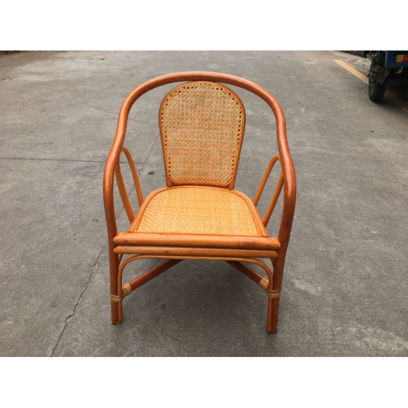 天然老式藤椅纯手工藤椅三件套家用阳台茶几单人靠背天然真藤编织矮凳