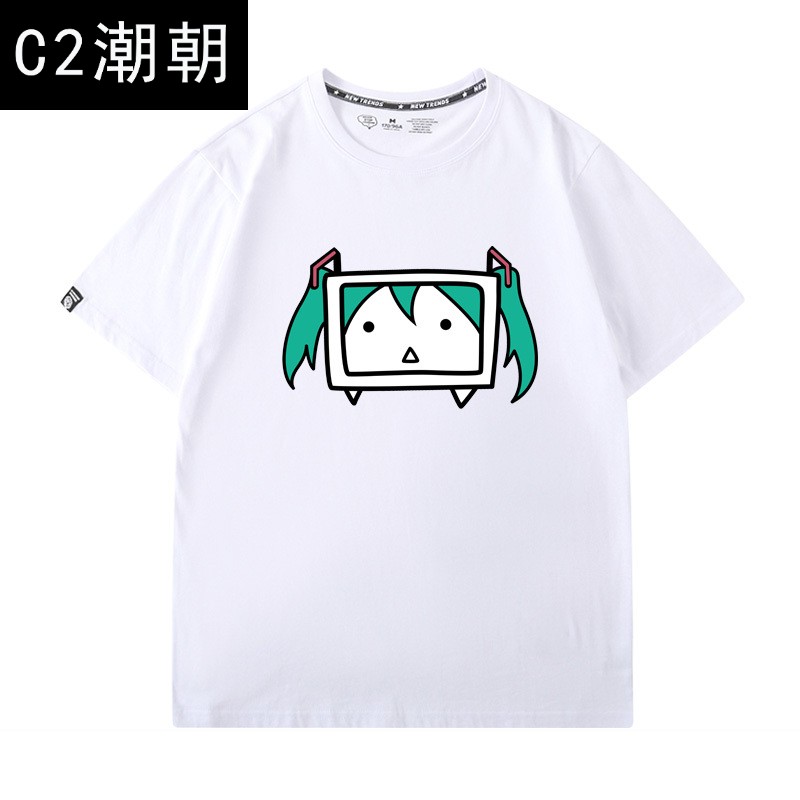 c2潮朝日本niconico小电视初音未来短袖t恤miku音乐姬二次元半袖上衣