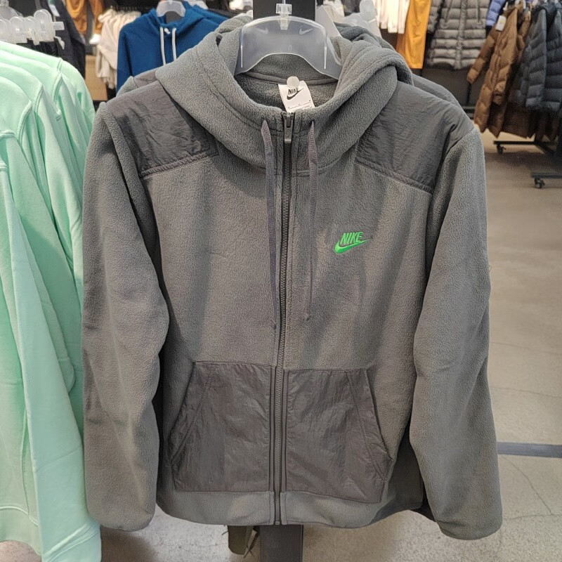 耐克（NIKE）外套男士秋冬季新款运动服保暖摇粒绒连帽夹克DD4883-010 DD4883-068灰色 L