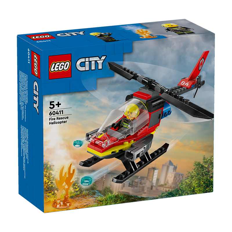 乐高（LEGO）积木拼装城市系列60411 消防直升机5岁+男孩儿童玩具生日礼物
