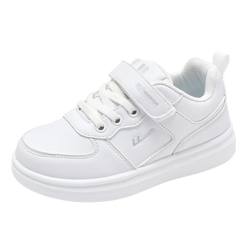 回力童鞋儿童小白鞋春秋新款女童运动鞋男童透气网面跑鞋 白色（革面） 32码内长约20.5cm