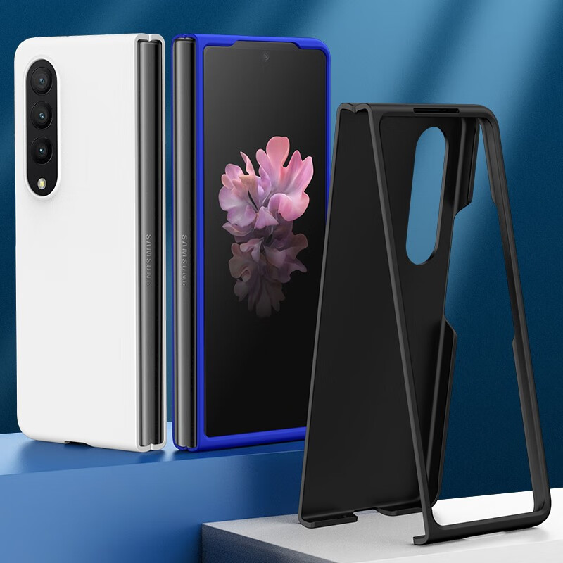 亨曼【厂家直发】适用三星ZFold4手机壳纯色肤感W23心系天下保护套男 【带铰链·初雪白】 Galaxy Z Fold4(SM-F9360)