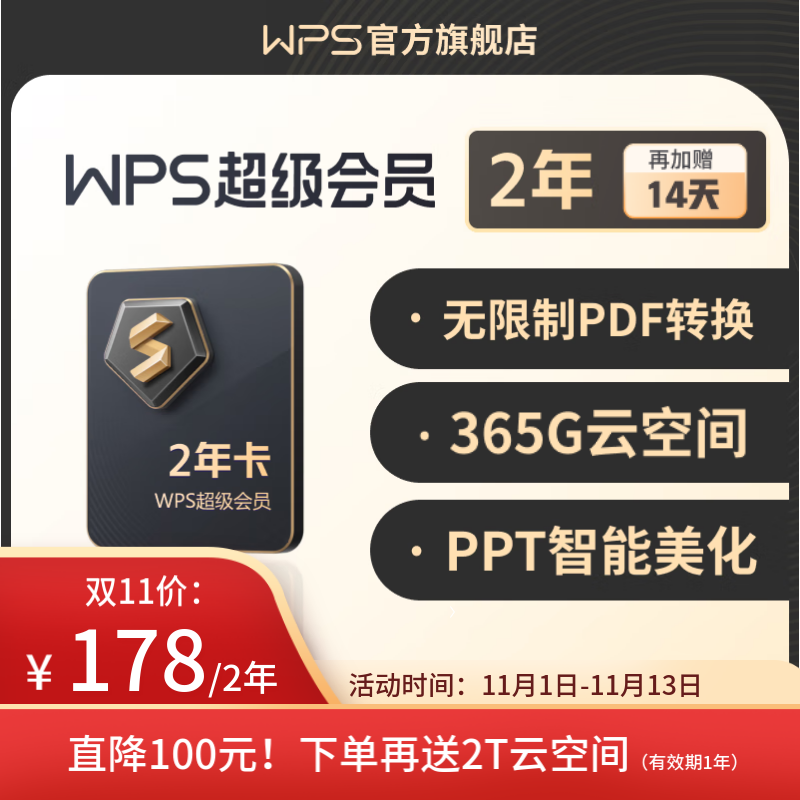 WPS超级会员2年卡 含200+WPS会员特权 海量PPT模板资源 思维导图模板 PDF转word 批量输出长图 找回历史版本 充自己号 即买即用 限购1件高性价比高么？