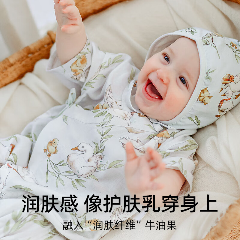 嫚熙(EMXEE)果果衣婴儿连体衣春夏薄款纱罗短袖和尚服新生儿哈衣宝宝衣服新款 爱丽丝森林【短袖-不含头饰 】 59cm