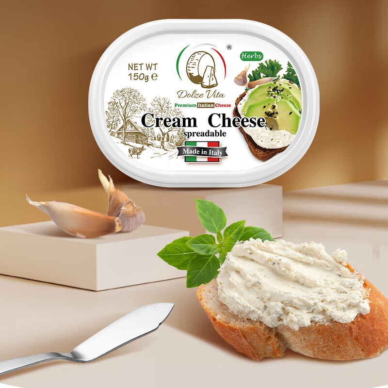 杜嘉薇塔意大利进口 蒜香味涂抹奶油奶酪 天然原制 150g 无防腐剂 即食