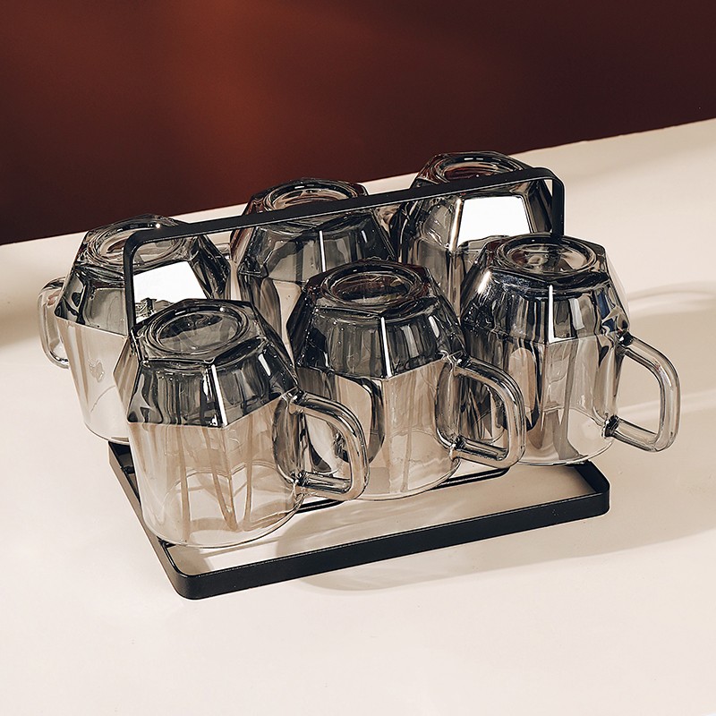 格娜斯(cristalglass) 玻璃杯子家用带把喝水杯耐热泡茶杯套装高颜值